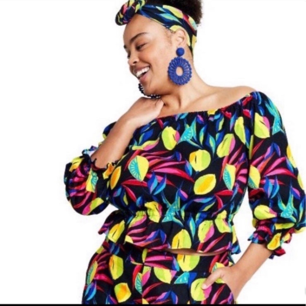 Tabitha brown for target lemon print Bardot top